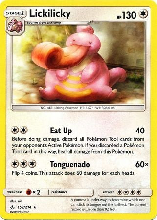 Lickilikcy - 153/214 - Rare Sun & Moon: Unbroken Bonds