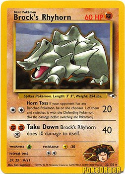 rhyhorn pokemon card price Pokemon Gym Heroes Rare Brock's Rhyhorn #22