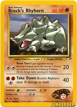 Pokemon Gym Heroes Rare Card - Brock's Rhyhorn 22/132