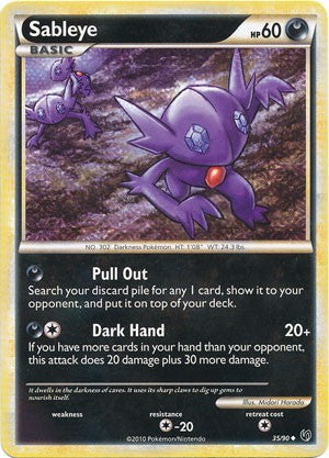 Pokemon Card HeartGold SoulSilver Undaunted Uncommon Sableye 35/90 PokeOrder.com Pokemon Card HeartGold SoulSilver Undaunted Uncommon Sableye 35/90 PokeOrder.com