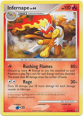 Pokemon Platinum Edition Rare Card - Infernape 31/127