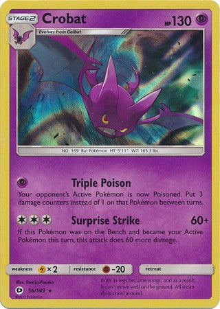 Crobat 56/149 Holo Rare - Pokemon Sun & Moon Base Set Single Card