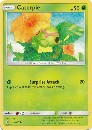 Caterpie 1/147 Common - Pokemon Sun & Moon Burning Shadows Card