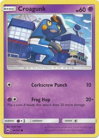 Croagunk 54/147 Common - Pokemon Sun & Moon Burning Shadows Card