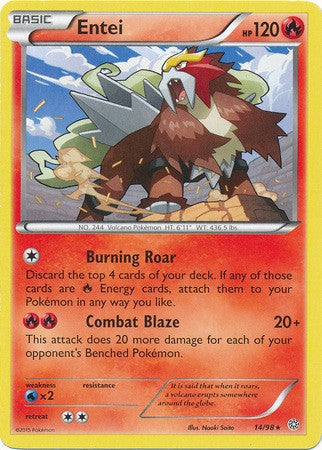 Entei 14/98 RARE - Pokemon XY Ancient Origins Card