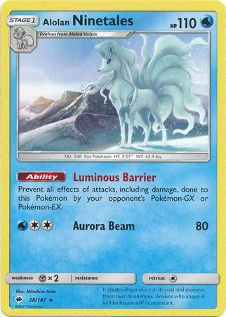 Alolan Ninetales 28/147 Rare - Pokemon Sun & Moon Burning Shadows Card