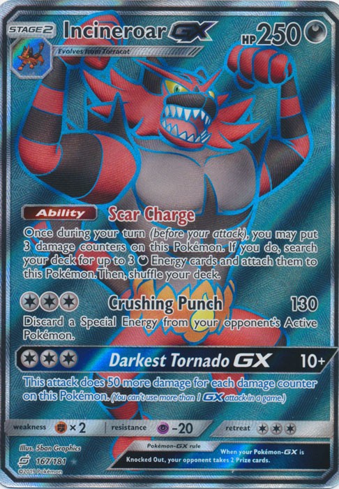Incineroar-GX (Full Art) - 167/181 Pokemon » SM Team Up Ultra Rare