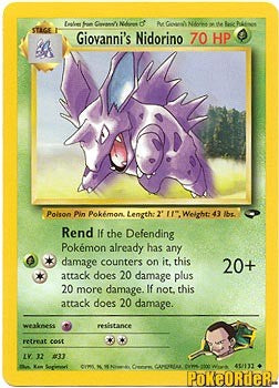 Pokemon Gym Challenge Uncommon Giovanni's Nidorino #45 Pokemon Gym Challenge Uncommon Giovanni's Nidorino #45