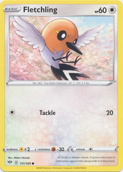 Fletchling 151/189 - SWSH03 Darkness Ablaze Near Mint Fletchling 151/189 - SWSH03 Darkness Ablaze Near Mint