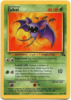 Pokemon Fossil Common Card - Zubat 57/62 Pokemon Fossil Common Card - Zubat 57/62