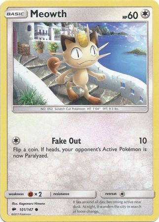 Meowth 101/147 Common - Pokemon Sun & Moon Burning Shadows Card