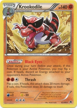Pokemon Emerging Powers Rare Card - Krookodile 62/98