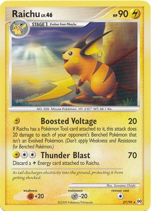 raichu stage 1 pokemon card Pokemon Platinum Arceus Single Card Rare Raichu 27/99 – PokeOrder.com