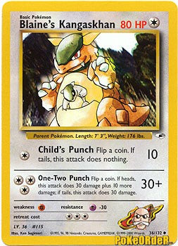 Pokemon Gym Heroes Uncommon Card - Blaine's Kangaskhan 36/132 Pokemon Gym Heroes Uncommon Card - Blaine's Kangaskhan 36/132