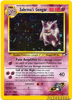 Pokemon Gym Heroes Holo Card - Sabrina's Gengar 14/132