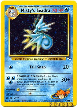 Pokemon Gym Heroes Holo Card - Misty's Seadra 9/132