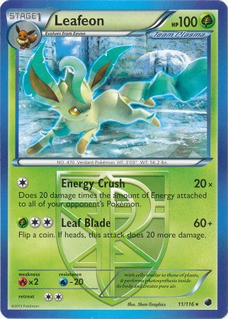 Pokemon Black & White Plasma Freeze Rare Leafeon #11 Pokemon Black & White Plasma Freeze Rare Leafeon #11