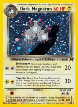 Pokemon Team Rocket Holo Card - Dark Magneton 11/82