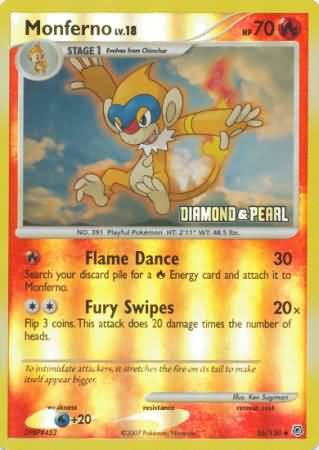 Pokemon Burger King Uncommon Promo Card - Monferno 56/130