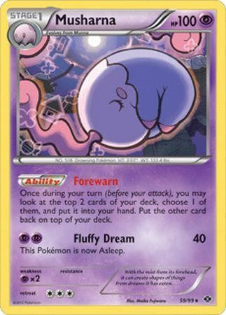 Pokemon Next Destinies Reverse Holo Rare Card - Musharna 59/99