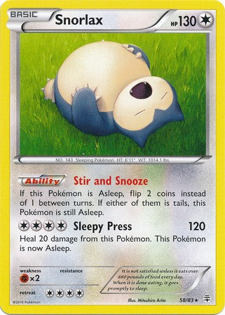 Snorlax 58/83 RARE - Pokemon Generations Card
