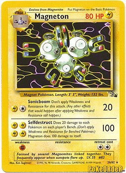 Pokemon Fossil Rare Card - Magneton 26/62