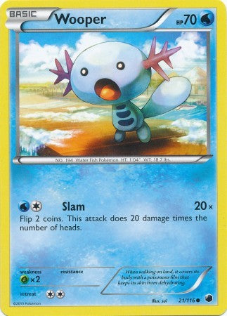 Pokemon Single Card B&W - PLASMA FREEZE - 021/116 : Wooper Pokemon Single Card B&W - PLASMA FREEZE - 021/116 : Wooper