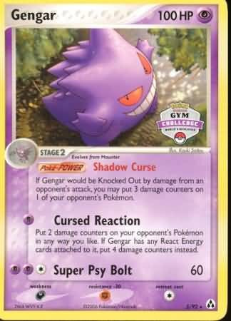 Pokemon Rare Promo Single Card - Gengar 5/92 Gym Challenge