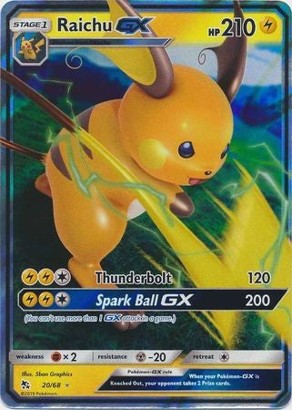 Raichu GX - 20/68 - Ultra Rare Sun & Moon: Hidden Fates Singles