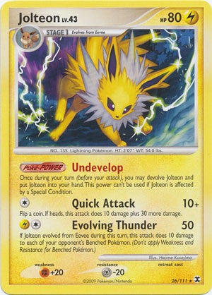 Pokemon Platinum Rising Rivals Single Card Rare Jolteon 26/111