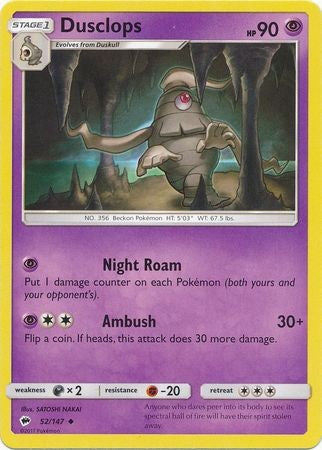 Dusclops 52/147 Uncommon - Pokemon Sun & Moon Burning Shadows Card