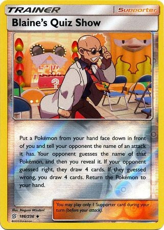 Blaine's Quiz Show - 186/236 - Uncommon Reverse Holo Sun & Moon: Unified Minds Reverse Holo