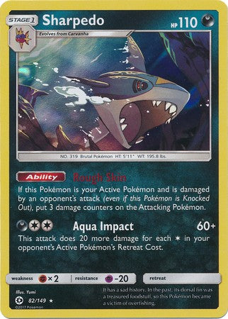 Sharpedo 82/149 Holo Rare - Pokemon Sun & Moon Base Set Single Card