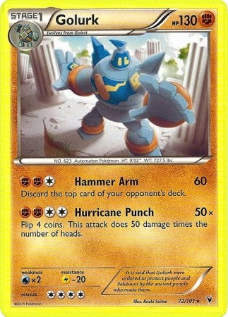 Pokemon Noble Victories Rare Card - Golurk 72/101