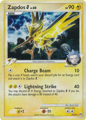 Pokemon Platinum Arceus Single Card Holofoil Rare Zapdos G 12/99