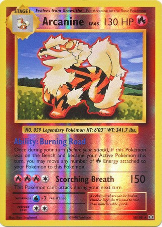 Arcanine 18/108 Rare - Reverse Pokemon XY Evolutions Single Card