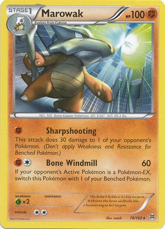 marowak pokemon card Thicc Handmade Marowak BREAK retains the attacks Marowak 78/162 Rare - Pokemon