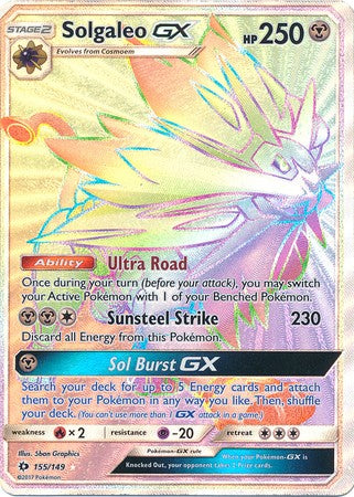 Solgaleo GX 155/149 Hyper Rare - Pokemon Sun & Moon Base Set Single Card