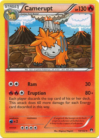 pokemon camerupt card Camerupt 13/122 BREAKpoint Rare Mint Pokemon Card