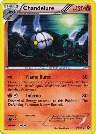 Pokemon Next Destinies Reverse Holo Rare Card - Chandelure 20/99