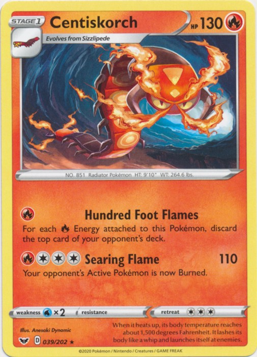 Centiskorch - 039/202 Pokemon » Sword and Shield Rare