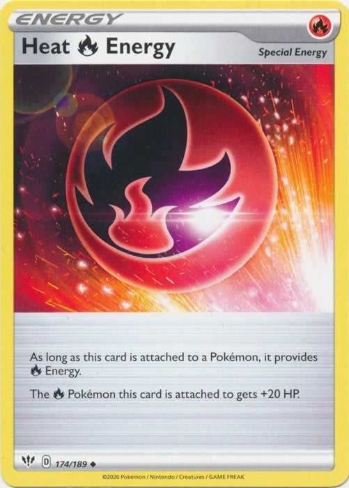 Heat R Energy 174/189 - SWSH03 Darkness Ablaze Reverse Holofoil - Moderately Played Reverse Holofoil Heat R Energy 174/189 - SWSH03 Darkness Ablaze Reverse Holofoil - Moderately Played Reverse Holofoil
