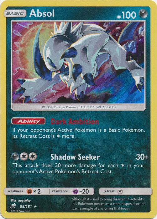 Pokemon Trading Card Game Team Up Rare Holo Absol #88 Pokemon Trading Card Game Team Up Rare Holo Absol #88