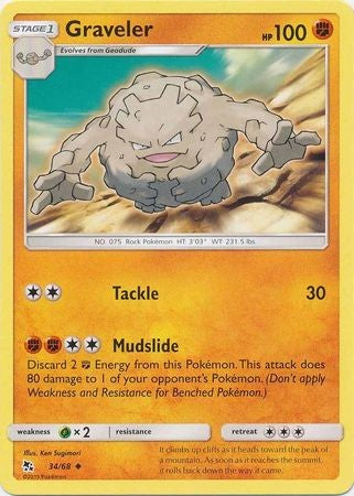 Pokemon Single Card Sun and Moon - Hidden Fates - 34/68 Graveler Pokemon Single Card Sun and Moon - Hidden Fates - 34/68 Graveler