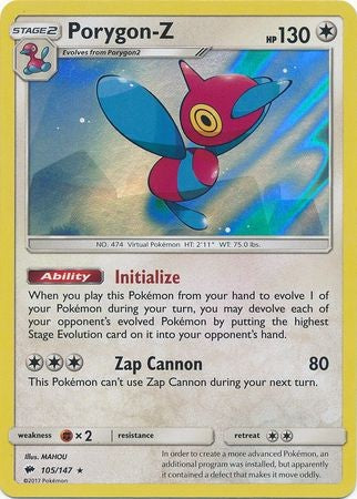 Porygon-Z 105/147 Holo Rare - Pokemon Sun & Moon Burning Shadows Card