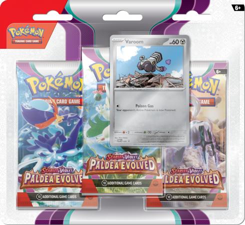 Scarlet & Violet: Paldea Evolved 3 Pack Blister with Varoom Promo (Pokemon) Pokemon Sealed Product