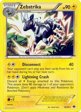 Pokemon Next Destinies Reverse Holo Rare Card - Zebstrika 48/99