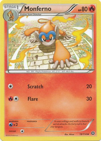 Monferno 19/114 Uncommon - Pokemon XY Steam Siege Card