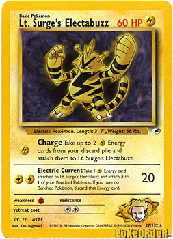 Pokemon Gym Heroes Rare Card - Lt. Surge's Electabuzz 27/132