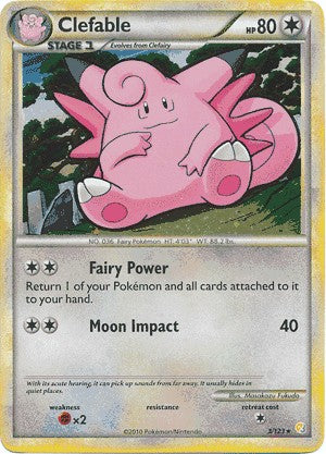 Pokemon HeartGold SoulSilver Single Card Holofoil Rare Clefable 3/123